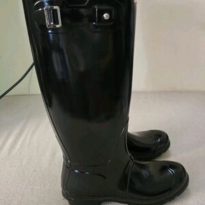 Hunter Women's Original Tall Gloss Rain Boots, Black, Size 9
